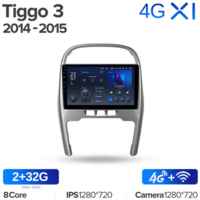Штатная магнитола Teyes X1 Wi-Fi + 4G Chery Tiggo 3 2014-2015 10.2″ (2+32Gb)
