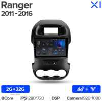 Штатная магнитола Teyes X1 Wi-Fi + 4G Ford Ranger 2011-2016 9″ (F2) (2+2Gb)