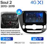 Штатная магнитола Teyes X1 Wi-Fi + 4G Kia Soul 2 PS 2013-2019 Вариант A