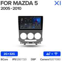 Штатная магнитола Teyes X1 Wi-Fi + 4G Mazda 5 2 CR 2005-2010 9″ (2+32Gb)