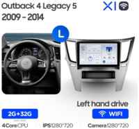Штатная магнитола Teyes X1 Wi-Fi Subaru Outback 4 / Legacy 5 2009-2014 9″ (Left hand drive)