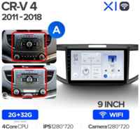 Штатная магнитола Teyes X1 Wi-Fi Honda CR-V 4 RM RE 2011-2018 (9 / 10 дюймов) Вариант A, 10 дюймов