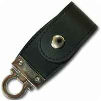 Подарочная флешка кожаная на кнопке черная, сувенирный USB-накопитель 256GB USB 3.0