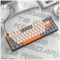 Клавиатура механическая русская Wolf T8 игровая с RGB подсветкой проводная для компьютера ноутбука Gaming / game keyboard usb светящаяся