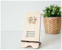 ДЕЛОвБУКВЕ Подставка для телефона настольная деревянная с собакой Босерон