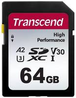 Карта памяти Transcend SDXC 64 ГБ Class 10, V30, A2, UHS-I U3, R / W 100 / 85 МБ / с, черный