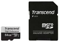 Карта памяти Transcend microSDXC 64 ГБ Class 10, V10, A1, UHS-I, R/W 95/45 МБ/с, адаптер на SD, 1 шт., черный