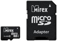 Карта памяти Mirex microSDHC 16 ГБ Class 10, V10, A1, UHS-I U1, R / W 104 / 45 МБ / с, адаптер на SD, 1 шт., черный