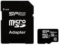 Карта памяти Silicon Power microSDHC 32 ГБ Class 10, UHS-I U1, R / W 90 / 45 МБ / с, адаптер на SD