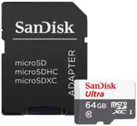 Карта памяти SanDisk microSDXC 64 ГБ Class 10, V10, A1, UHS-I, R / W 80 / 10 МБ / с, адаптер на SD, 1 шт., черный