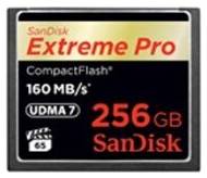 Карта памяти SanDisk Compact Flash 256 ГБ, R/W 160/140 МБ/с, 1 шт., черный 19848636063799