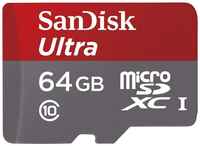 Карта памяти SanDisk microSDXC 64 ГБ Class 10, UHS-I, R 48 МБ/с, адаптер на SD, 1 шт