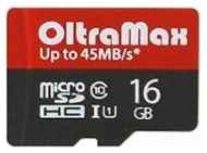 Карта памяти OltraMax microSDHC Class 10, UHS-I, R 45 МБ/с, адаптер на SD 19848636063999