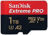 Карта памяти SanDisk microSDXC 1 ГБ Class 10, V30, A2, UHS-I, R/W 170/90 МБ/с, адаптер на SD, 1 шт., разноцветный