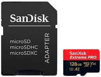 Карта памяти SanDisk microSDXC 128 ГБ Class 10, V30, A2, UHS Class 3, R / W 170 / 90 МБ / с, адаптер на SD, 1 шт., красный / черный