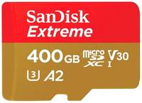 Карта памяти SanDisk microSDXC 400 ГБ Class 10, V30, A2, UHS Class 3, R/W 160/90 МБ/с, адаптер на SD, 1 шт., красный/бежевый