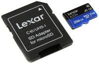 Карта памяти Lexar microSDXC 256 ГБ Class 10, V30, A1, UHS-I U3, R / W 100 / 45 МБ / с, 1 шт., белый / серый