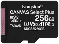 Карта памяти Kingston microSDXC 256 ГБ Class 10, V30, A1, UHS Class 1, R / W 100 / 85 МБ / с, 1 шт., черный