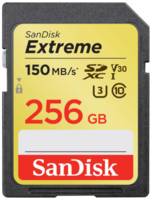 Карта памяти SanDisk SDXC 256 ГБ Class 10, V30, A1, UHS Class 3, R / W 150 / 60 МБ / с, 1 шт., черный