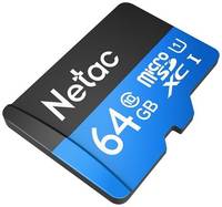 Карта памяти Netac microSD 64 ГБ Class 10, UHS-I, R 80 МБ / с, адаптер на SD, 1 шт., черный
