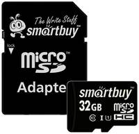 Карта памяти SmartBuy microSDHC 32 ГБ Class 10, V10, A1, UHS-I U1, R/W 25/30 МБ/с, адаптер на SD, 1 шт