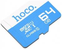 Карта памяти Hoco microSDHC 64 ГБ Class 10, 1 шт., голубой