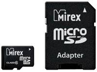 Карта памяти Mirex microSDHC 8 ГБ Class 10, V10, A1, R / W 25 / 10 МБ / с, адаптер на SD, 1 шт., черный