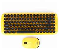 Беспроводной комплект клавиатуры и мыши со сменным разрешением до 1000 dpi, ретро-дизайн, лазерная гравировка клавиш, режим экономии энергии Gembird