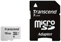 Карта памяти Transcend microSDHC 16 ГБ Class 10, V10, A1, UHS-I, R / W 95 / 10 МБ / с, адаптер на SD, 1 шт., серый