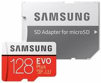Карта памяти Samsung microSDXC 128 ГБ Class 10, UHS-I U3, R / W 100 / 90 МБ / с, адаптер на SD