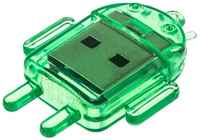 Картридер для чтения карт памяти microSD, WALKER, WCD-21, Адаптер переходник для компьютера и ноутбука, Card reader, USB-порт, карт ридер, зеленый