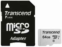 Карта памяти microSDXC 64 GB TRANSCEND UHS-I U1, 95 Мб / сек (class 10), адаптер, TS64GUSD300S-A