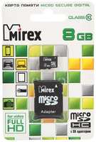 Карта памяти 8Gb - Mirex - Micro Secure Digital HC Class 10 13613-AD10SD08 с переходником под SD (Оригинальная!)