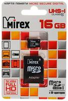 Карта памяти 16Gb - Mirex MicroSD Class 10 UHS-I 13613-ADSUHS16 с адаптером SD (Оригинальная