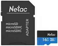 Карта памяти MicroSDHC 16GB Netac NT02P500STN-016G-R (с SD адаптером) 80MB / s