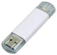 Centersuvenir.com Металлическая флешка OTG для нанесения логотипа (16 Гб  /  GB USB 2.0 / microUSB Белый / White OTG 001 Flash drive)
