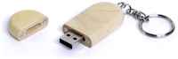 Овальная деревянная флешка с магнитным колпачком (64 Гб  /  GB USB 2.0 Белый / White Wood1 флеш накопитель apexto UW-0026)