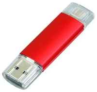 Centersuvenir.com Металлическая флешка OTG для нанесения логотипа (64 Гб  /  GB USB 2.0 / microUSB Красный / Red OTG 001 для андроида доступна оптом и в розницу)