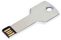 Металлическая флешка Ключ для нанесения логотипа (32 Гб  /  GB USB 2.0 Серебро / Silver KEY Flash drive модель 305 S)