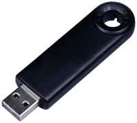 Классическая черная выдвижная пластиковая флешка с круглым отверстием (8 Гб / GB USB 2.0 / 035BK)