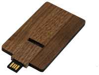 Выдивижная флешка в виде деревянной карточки (64 Гб  /  GB USB 2.0 Красный / Red Wood-Card1 apexto UW 017, деревянная кредитная карта)