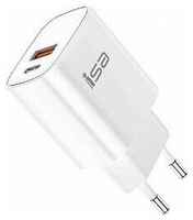 Сетевое зарядное устройство для быстрой зарядки USB-C + USB A, PD 3.0, QC 3.0, 3А, 20 Вт, ISA