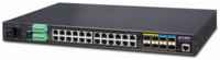 Коммутатор PLANET IGS-6325-20T4C4X (IP30 19″ Rack Mountable Industrial L3 Managed Core Ethernet Switch, 24*1000T with 4 shared 100 / 1000X SFP + 4*10G SFP+ (-40 to 75 C, AC + 2 DC, DIDO), ERPS Ring, 1588, Modbus TCP, Cybersecurity features, Hardware La