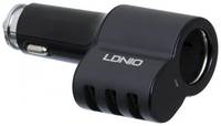 Автомобильное ЗУ LDNIO CM11/ Авто ЗУ + Кабель Lightning/ 3 USB Auto-ID + Розетка 12V/ Выход: 120W, 25.5W (USB)