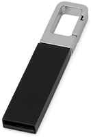 Флеш-карта USB 2.0 16 Gb с карабином Hook, черный / серебристый