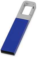 Флеш-карта USB 2.0 16 Gb с карабином Hook, синий / серебристый