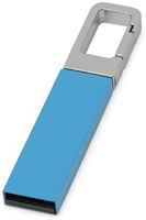 Флеш-карта USB 2.0 16 Gb с карабином Hook, голубой / серебристый