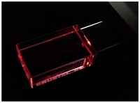 Прямоугольная стеклянная флешка под гравировку 3D логотипа (64 Гб  /  GB USB 2.0 Красный / Red cristal-01 apexto UL5030 LED)
