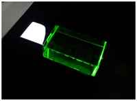 Прямоугольная стеклянная флешка под гравировку 3D логотипа (64 Гб  /  GB USB 2.0 Зеленый / Green cristal-01 apexto UL5030 LED)