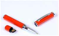 Centersuvenir.com Флешка в виде металлической ручки с мини чипом (64 Гб  /  GB USB 2.0 Оранжевый / Orange 366 металлический корпус для гравировки логотипа)